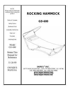Handleiding Impex GD-600 Hangmat