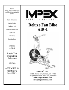 Manual Impex AIR-1 Exercise Bike