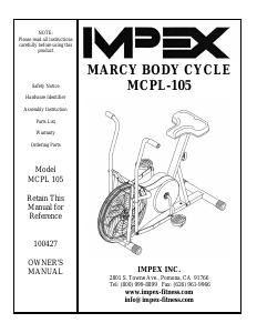 Handleiding Impex MCPL-105 Hometrainer