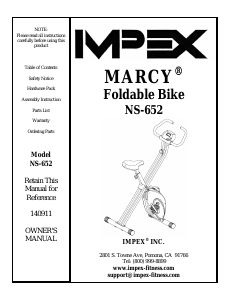 Manual Impex NS-652 Exercise Bike