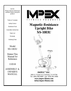 Handleiding Impex NS-1003U Hometrainer