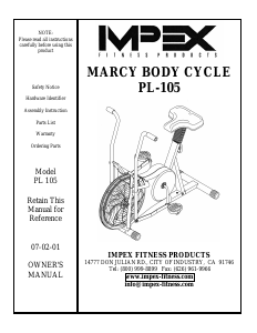 Handleiding Impex PL-105 Hometrainer