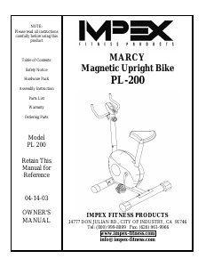 Manual Impex PL-200 Exercise Bike