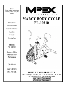 Manual Impex PL-10510 Exercise Bike