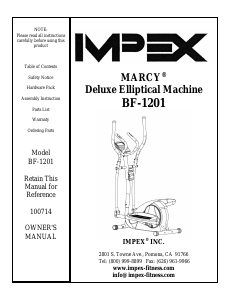 Handleiding Impex BF-1201 Crosstrainer