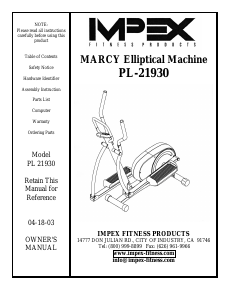 Manual Impex PL-21930 Cross Trainer