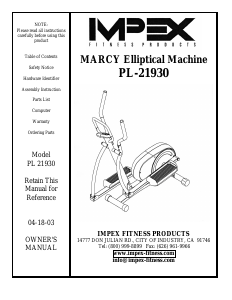Handleiding Impex PL-21930 Crosstrainer