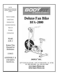 Manual Body Fit BFA-2800 Exercise Bike