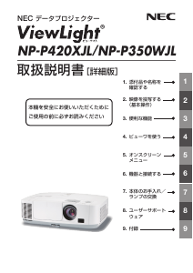 説明書 日本電気 NP-P350WJL プロジェクター