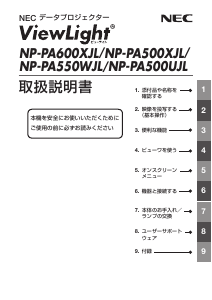 説明書 日本電気 NP-PA500XJL13ZL プロジェクター