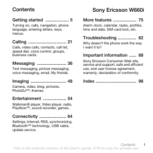 Manual Sony Ericsson W660 Mobile Phone