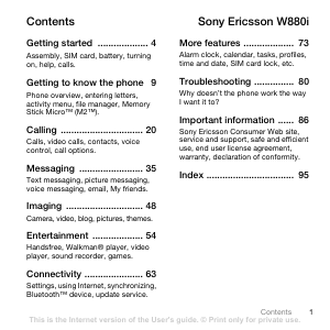 Manual Sony Ericsson W880 Mobile Phone