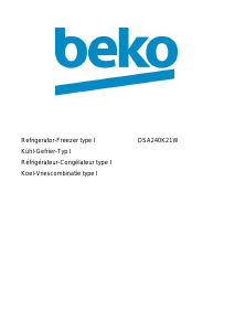 Mode d’emploi BEKO DSA240K21W Réfrigérateur combiné