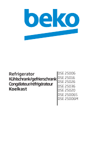 Руководство BEKO DSE25006 Холодильник с морозильной камерой