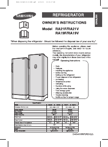 Manual Samsung RA21FAAS Refrigerator