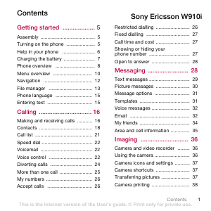 Manual Sony Ericsson W910 Mobile Phone