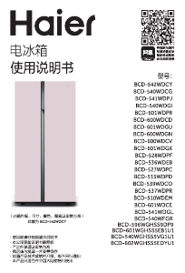 说明书 海尔 BCD-602WGHSS5EDYU1 冷藏冷冻箱