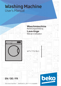 Manual BEKO WTV 7712 BLS Washing Machine