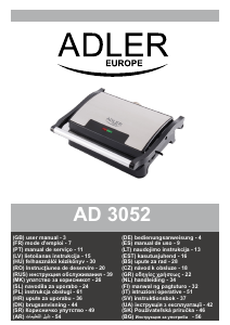 Instrukcja Adler AD 3052 Kontakt grill