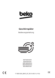 Bedienungsanleitung BEKO BDUN26420XQ Geschirrspüler