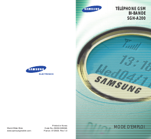 Mode d’emploi Samsung SGH-A200WA Téléphone portable