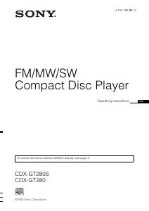 Manual Sony CDX-GT280S Car Radio