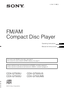 Manual Sony CDX-GT505U Car Radio