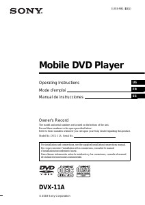 Manual Sony DVX-11A Car Radio