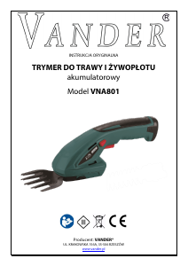 Instrukcja Vander VNA801 Nożyce do żywopłotu