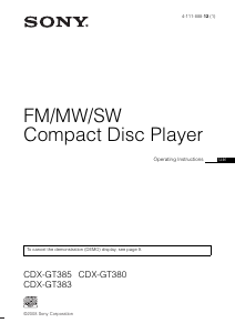 Manual Sony CDX-GT380 Car Radio