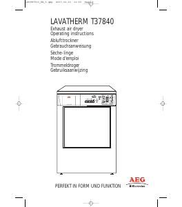 Manual AEG-Electrolux T37840 Dryer