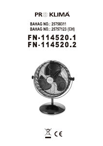 Mode d’emploi Proklima FN-114520.1 Ventilateur