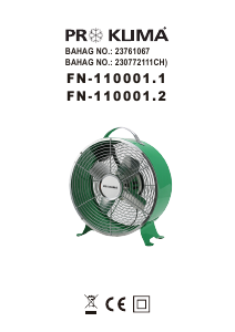 Rokasgrāmata Proklima FN-110001.1 Ventilators