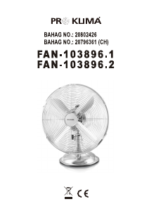 Bruksanvisning Proklima FAN-103896.2 Vifte