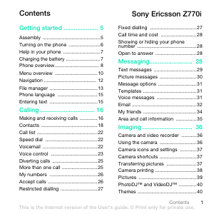 Manual Sony Ericsson Z770 Mobile Phone