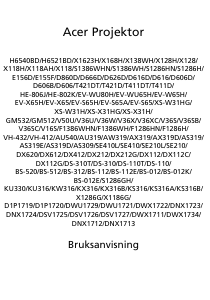 Bruksanvisning Acer H6521BD Projektor