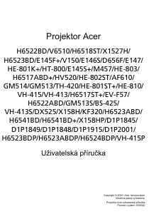 Manuál Acer H6523BDP Projektor