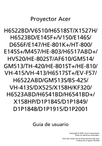 Manual de uso Acer H6523BDX Proyector