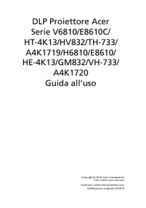 Manuale Acer H6810 Proiettore