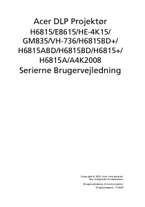 Brugsanvisning Acer H6815 Projektor