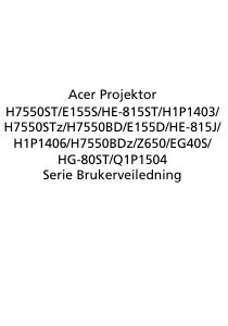 Bruksanvisning Acer H7550BD Projektor