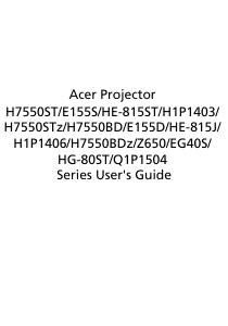 Handleiding Acer H7550ST Beamer