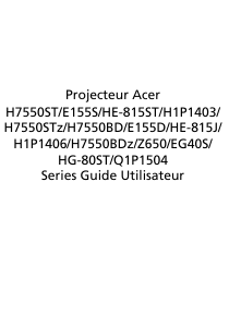 Mode d’emploi Acer H7550ST Projecteur