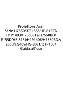 Manuale Acer H7550ST Proiettore