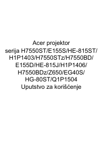 Priručnik Acer H7550ST Projektor