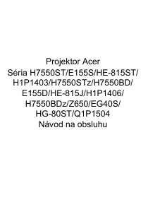 Návod Acer H7550ST Projektor