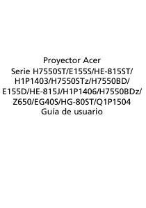 Manual de uso Acer H7550ST Proyector