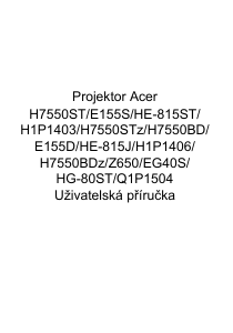 Manuál Acer H7550ST Projektor