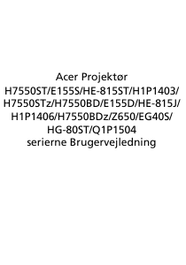 Brugsanvisning Acer H7550ST Projektor