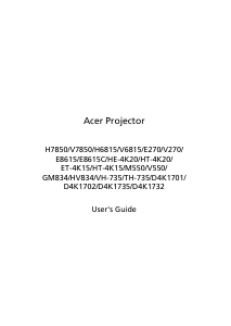 Manual Acer H7850 Projector